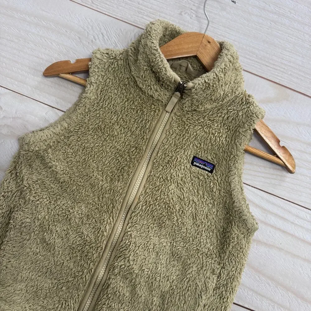 Patagonia Los Gatos Kids Girls Size Large 12 Sherpa Fleece Fuzzy Vest Tan